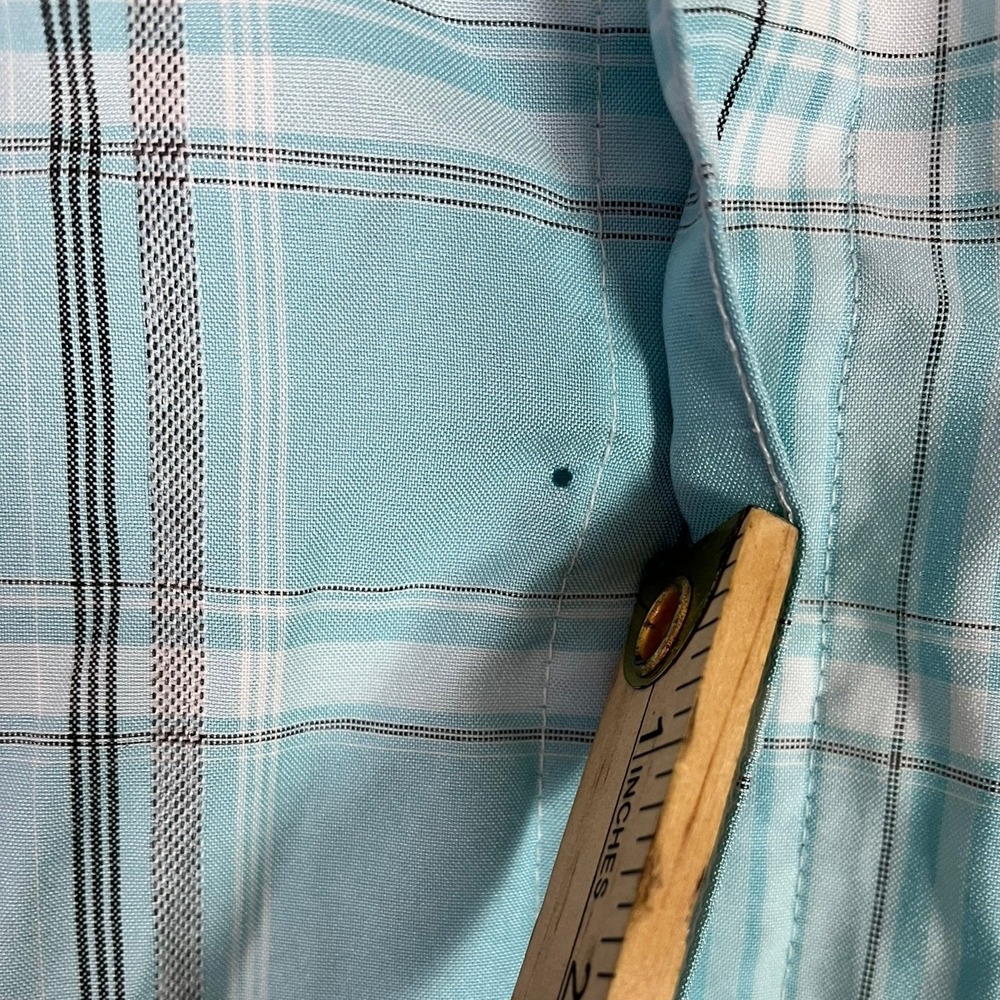 George Button Down Shirt 3XL Plaid Light Blue Short Sleeve Fair - Picture 4 of 13